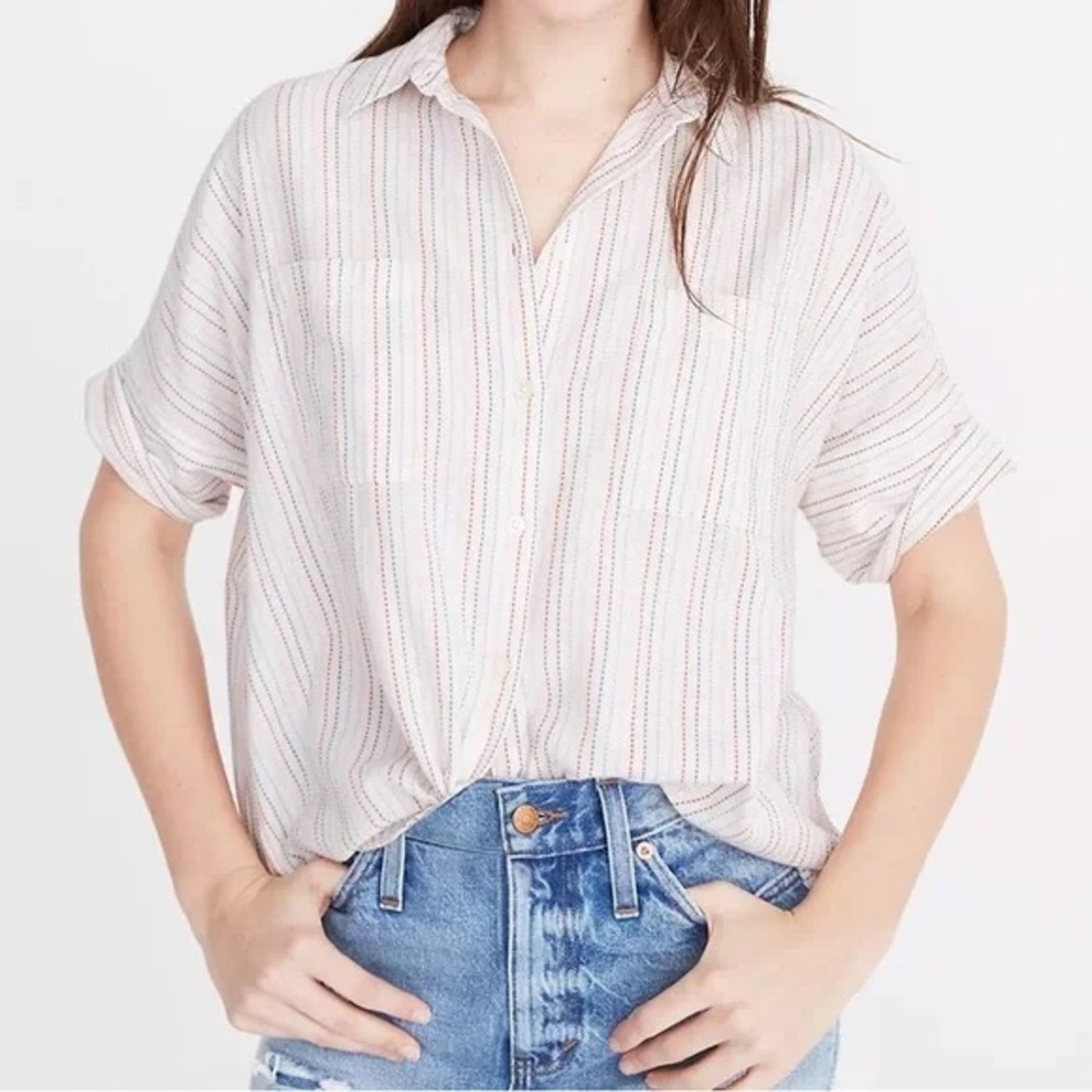 Madewell Striped Dolman Sleeve Camp Shirt